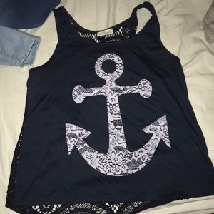 Navy blue tank top w/ anchor